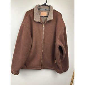 Outback Trading Company Men's Jacket Brown Heavy Fleece, Zip Up Pockets Collar